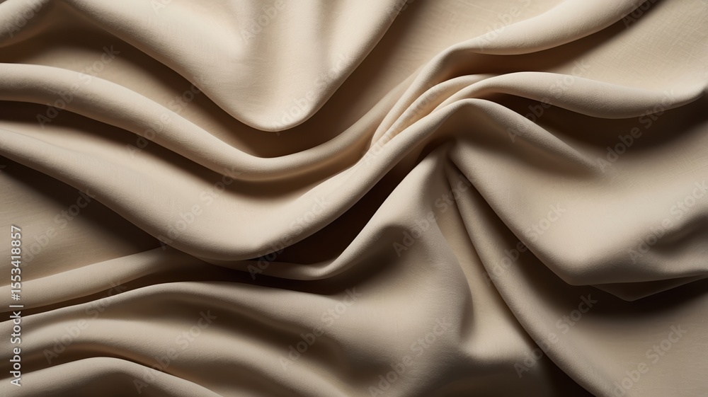 Fototapeta premium Elegant folds of light beige fabric.