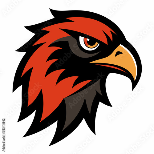 Aggressive red tailed hawk mascot head logo design