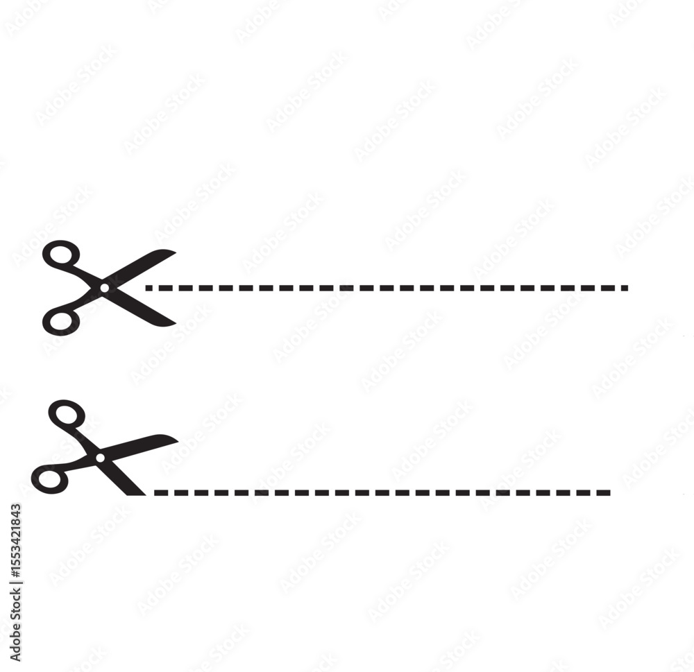 scissors cutting dotted lines symbol isolated on white background for design elements or coupon cutouts scissors cutting dotted lines symbol isolated on white background for design elements or coupon cutouts