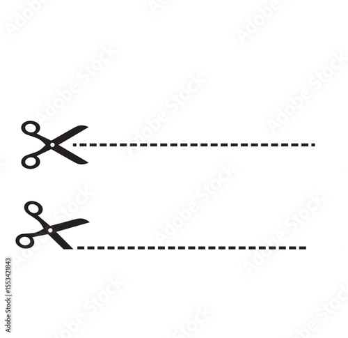 scissors cutting dotted lines symbol isolated on white background for design elements or coupon cutouts