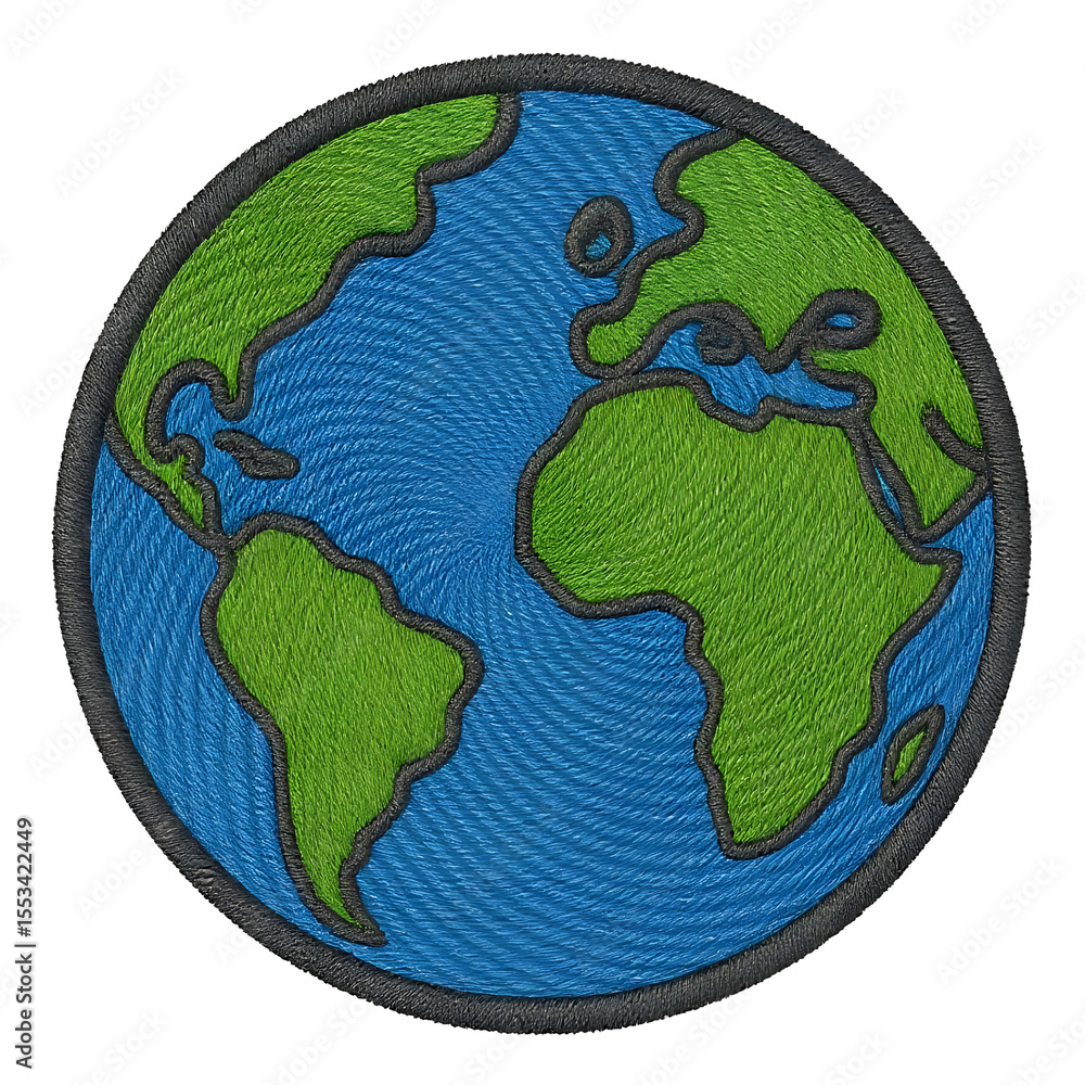 custom made wallpaper toronto digitalEmbroidery patch of planet earth with continents on transparent background