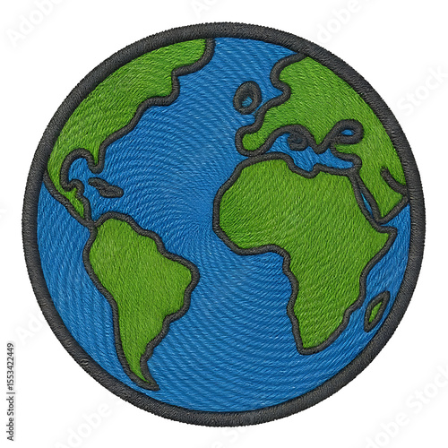 Wallpaper Mural Embroidery patch of planet earth with continents on transparent background Torontodigital.ca