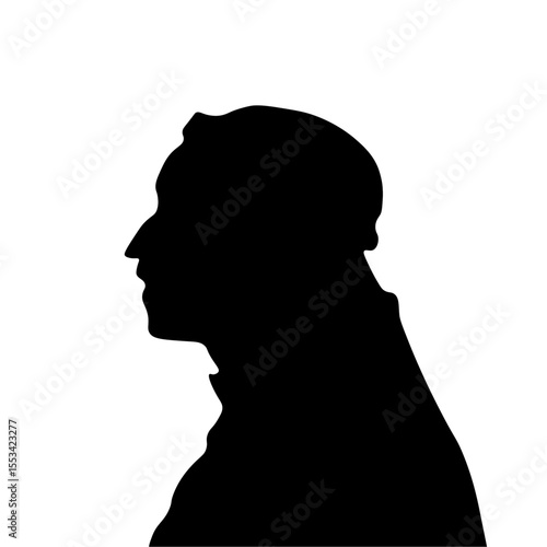 Profile of a Muslim man. Black silhouette on a white background.