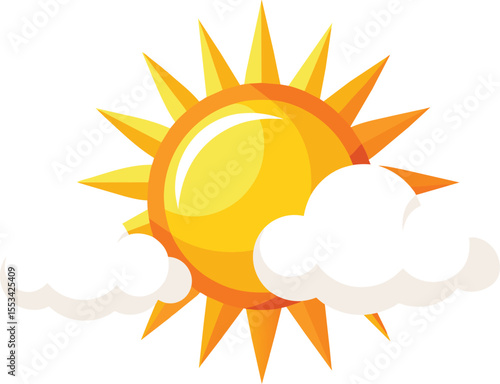 Sun and Cloud weather forecast logo vector art