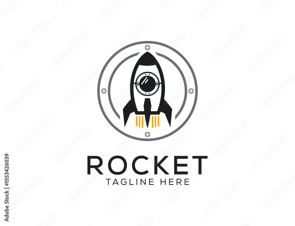 Obraz premium Modern Rocket Logo design template. Rocket illustration vector icon