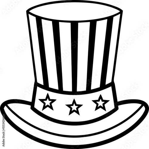 Patriotic Icon Uncle Sams Hat Symbolizing American Pride and Independence Day Celebrations Graphic Representation of National Heritage