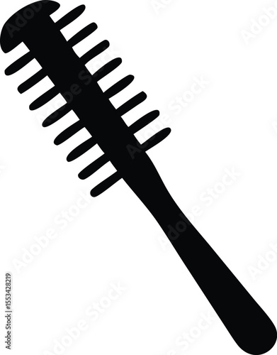 Simple black silhouette of a honey dipper features parallel grooves against a white background