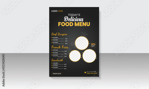 Creative, modern and professional restaurant food flyer a4 poster template layout design. Modern restaurant food flyer template design, brochure design template