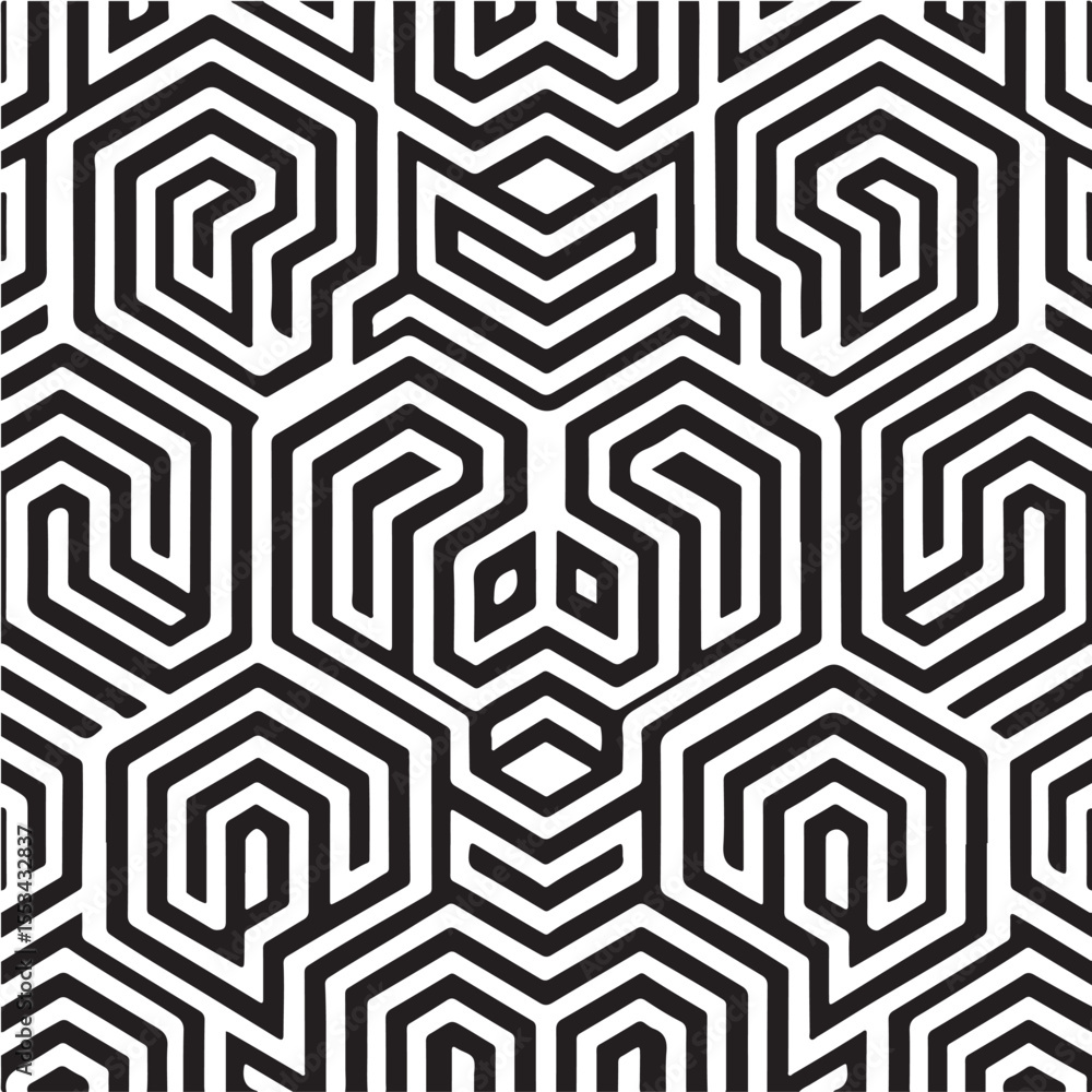 Abstract geometric pattern with intricate black and white lines. Abstract geometric pattern with intricate black and white lines.