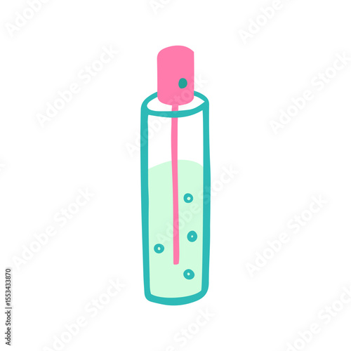 Flacon of perfumes, eau de toilette, lotion or other. Cute icon. Vector hand drawn illustration in cartoon style