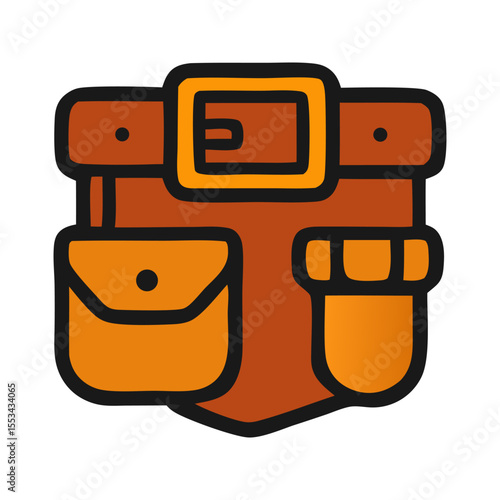 Tool belt cartoon drawing of a brown leather pouch suitable for construction, handy work, DIY projects, and home repairs