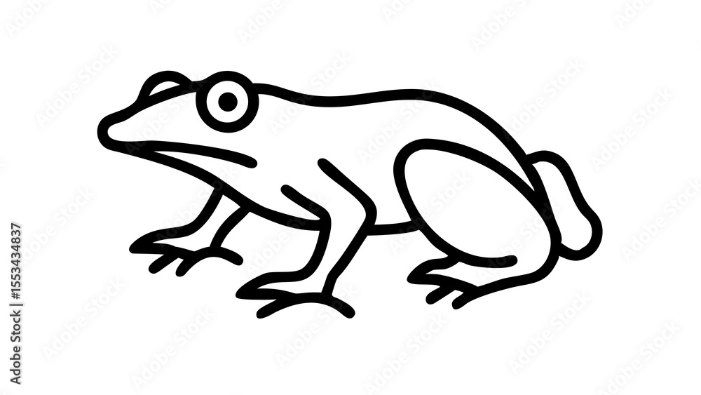 Naklejka premium vector line art of frog on white background