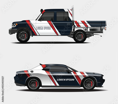 Custom Car Wraps Design for Pickup Truck and Sports Car