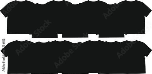 Black T-Shirt Mockup Template Collection for Apparel Design, Customizable Clothing Blanks for Print-on-Demand, Fashion Merchandising, and Brand Presentation