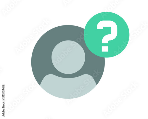 Anonymous unknown person icon vector graphic, hidden guest account sign symbol silhouette, mysterious user identity profile with question mark pictogram flat cartoon, suspect incognito man image