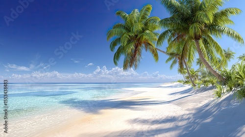 Wallpaper Mural Beautiful white sand beaches, palm trees and clear blue skies. The tranquil summer scene is perfect for vacations, travel poster designs, illustrations, or artwork. Torontodigital.ca