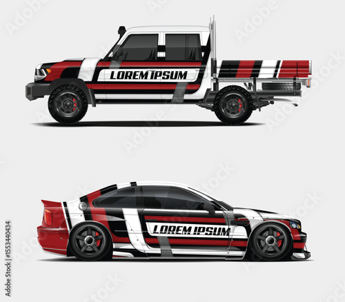 Custom Car Wraps Design for Pickup Truck and Sports Car