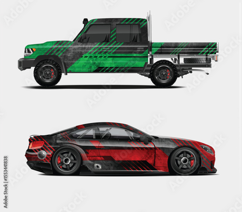 Custom Car Wraps for Pickup Truck and Sports Car