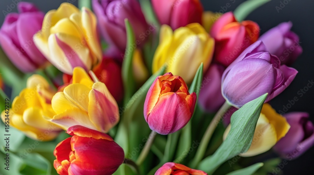 Obraz premium Vibrant tulip bouquet close-up (1)