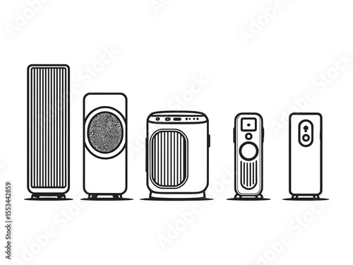 Air purifier vector outline for healthy breathing