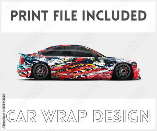 Colorful Abstract Car Wrap Design Print File Included