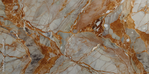 Abstract marble texture with orange veins isolated on white background