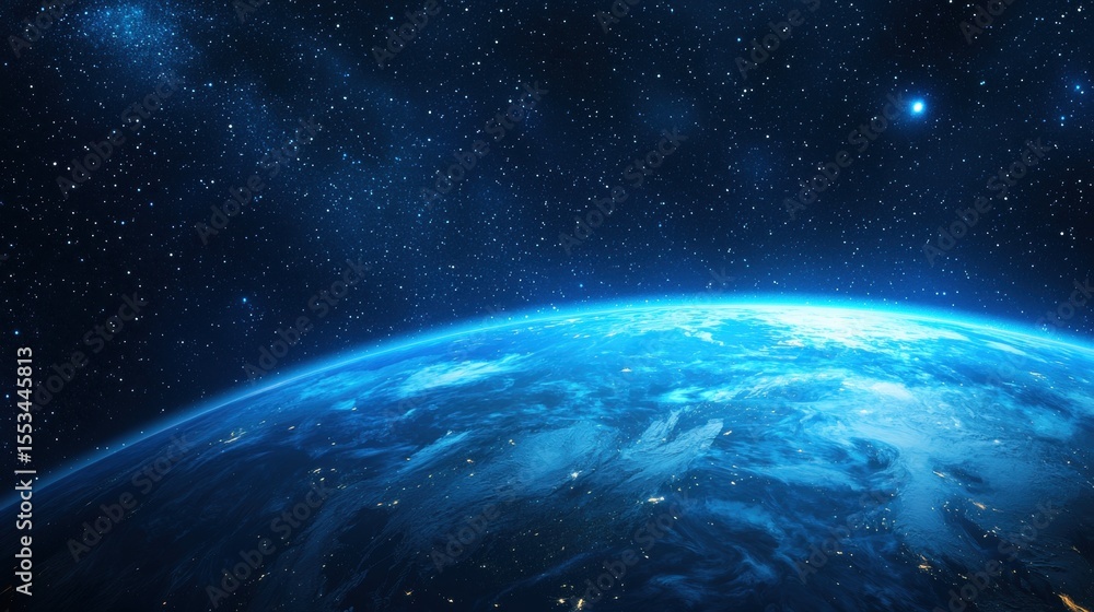 Fototapeta premium Stunning View of Earth from Space with Starry Background