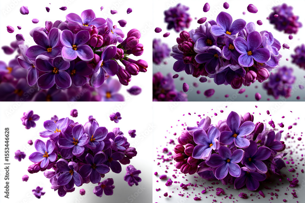 Fototapeta premium set of violet flowers