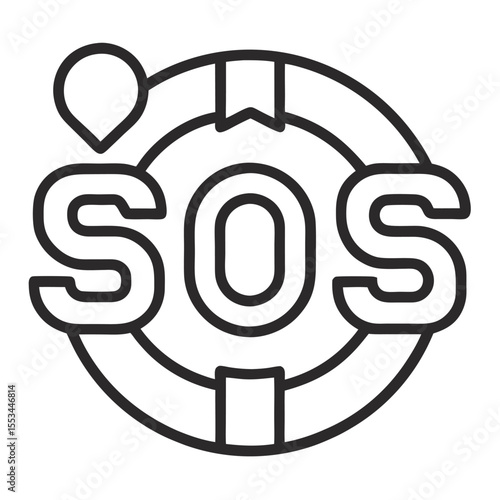 Minimalist SOS Icon in Outline Style