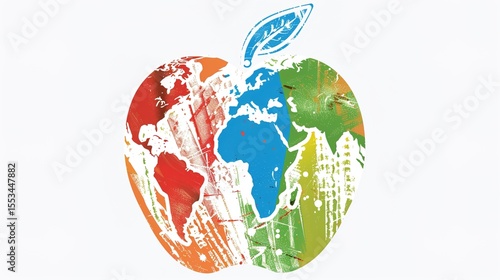 Red Education Apple Symbol on Stacked Books with Graduation Cap and Pencil, Minimalist Knowledge Icon on Chalkboard Background for Academic Branding and Teacher Appreciation