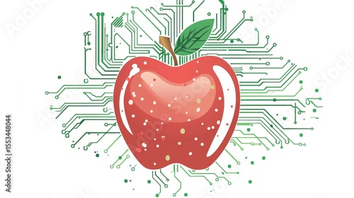 Red Education Apple Symbol on Stacked Books with Graduation Cap and Pencil, Minimalist Knowledge Icon on Chalkboard Background for Academic Branding and Teacher Appreciation