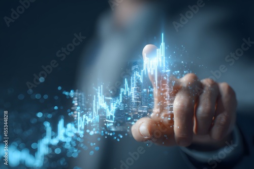 Touching Futuristic Financial Growth Chart.