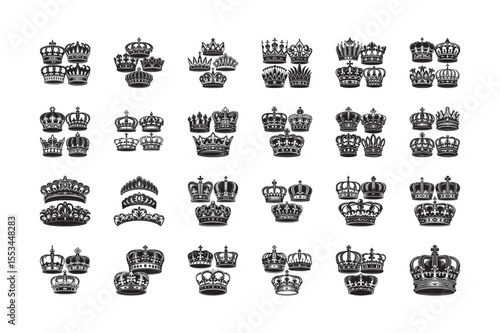 silhouette of crown icons set bundle on the white background