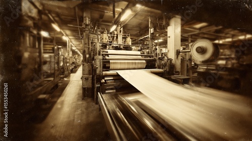 Wallpaper Mural old worn vintage sepia toned polaroid photo of newspaper printing process Torontodigital.ca