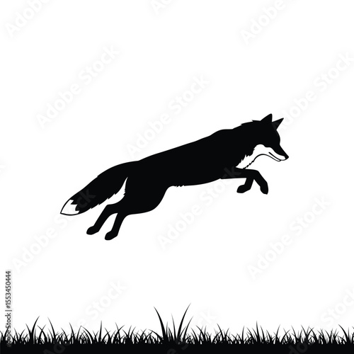 Majestic Leaping Fox Silhouette Vector Illustration
