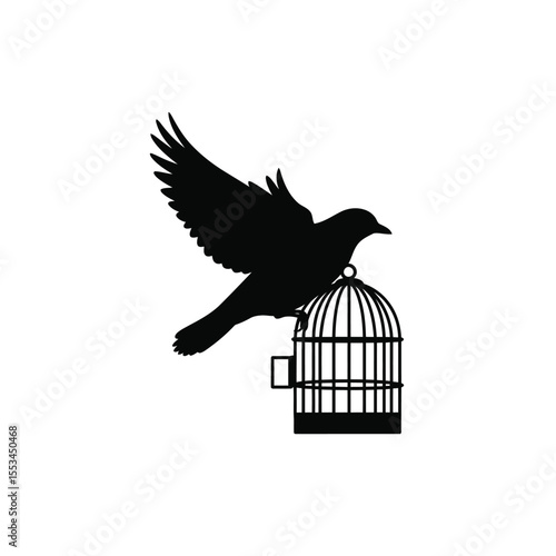 Bird Taking Flight from Cage Freedom, Hope, and New Beginnings