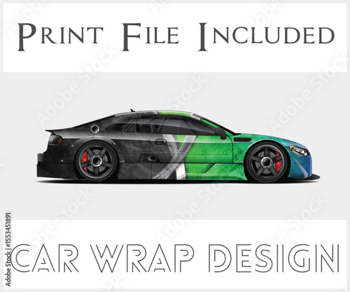Colorful Car Wrap Design with Print File Included