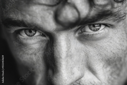 Wallpaper Mural Close focus on a man's piercing gaze reveals deep emotions and thoughts in a dramatic black and white setting Torontodigital.ca