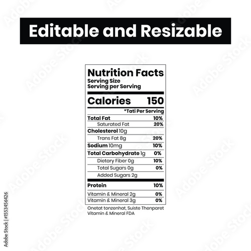 Nutrition Facts Icon – Vector Label for Healthy Food Packaging