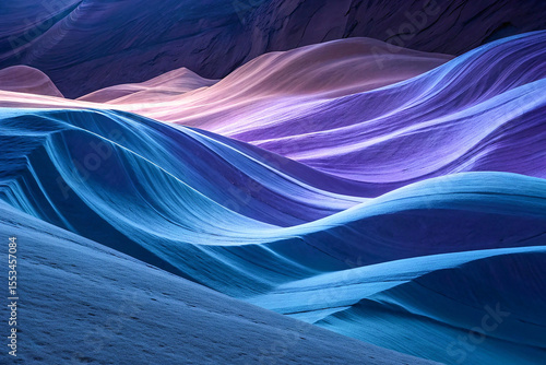 Abstract digital landscape, flowing waves, fluid motion