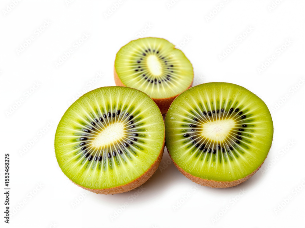 Sliced kiwi fruit arranged on white background Sliced kiwi fruit arranged on white background