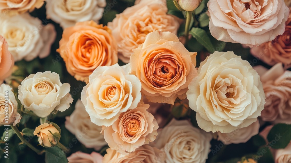 Fototapeta premium Soft peach and cream roses close-up