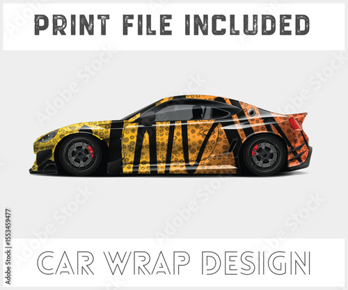 Yellow and Black Car Wrap Design with Print File Included