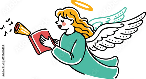 Peaceful Angel Singing Hymn Book.