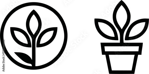 Modern garden shop logo concept, abstract plant and pot design, professional vector for florists, gardening centers, or sustainable labels