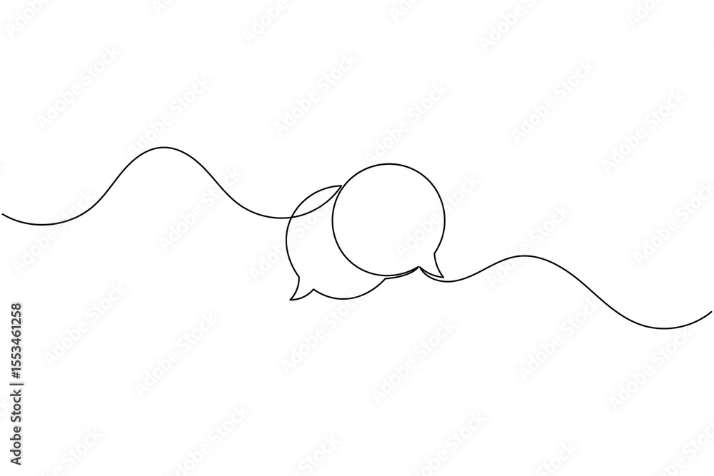 Obraz premium Simple speech bubble continuous one line drawing style for communication and messaging concept