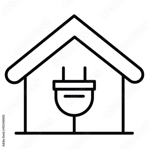 Home energy electric plug power supply icon concept for smart eco house electricity source connection vector illustration.