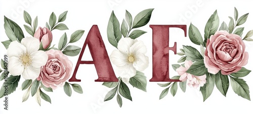 Elegant Floral Arrangement with Initial Letters A and E in Soft Pastels