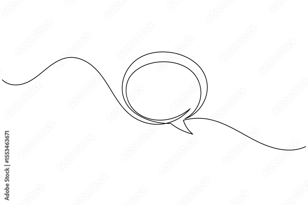 Obraz premium Simple speech bubble continuous one line drawing style for communication and messaging concept