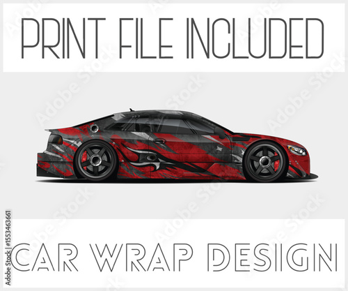 Print File Included Racing Car Wrap Design Red